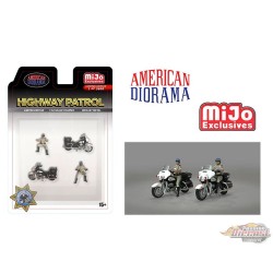 Motos de police de patrouille routière - Ensemble 4 pièces en métal - American Diorama 1/64 - AD-64529MJ Passion Diecast