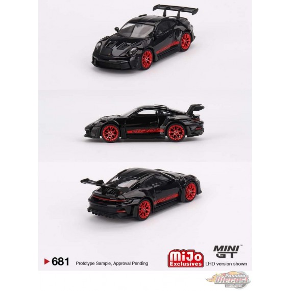 Porsche 911 (992) GT3 RS Black With Pyro Red - Mini GT - 1:64 - MGT00681 Passion Diecast