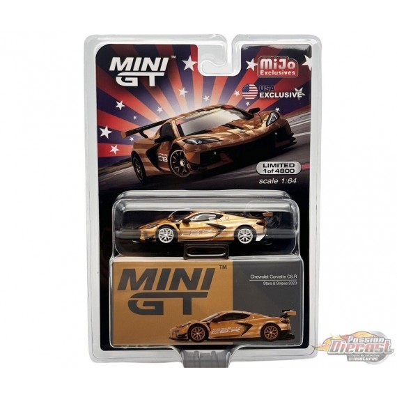 CHASE CAR Mijo Chevrolet Corvette C8.R Stars & Stripes 2023 Limitée 4 800 pièces au monde - Mini GT - 1:64 - MGT00548GR