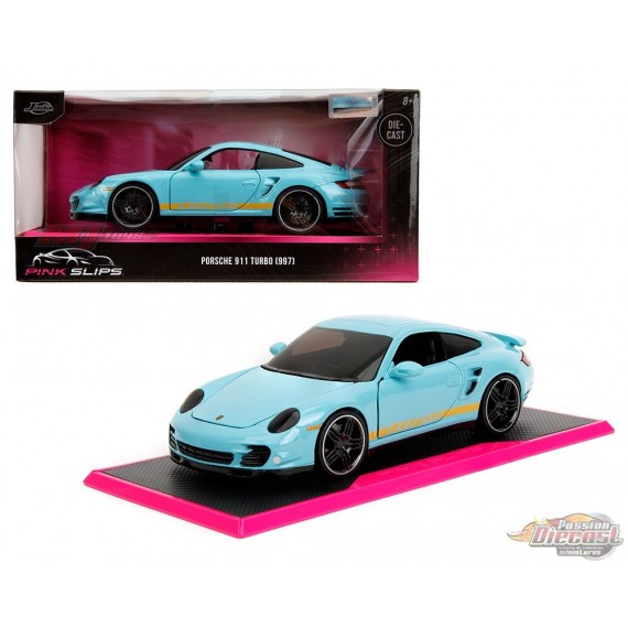 Porsche 911 Turbo (997) - Light Blue - Pink Slips - Jada - 1/24 - 35060 - Passion Diecast 