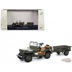 (Online only)  Jeep Willys 1/4-Ton Utility Truck Olive Drab avec remorque  ''US Army '' AFVs of WWII  1:43 23200-44