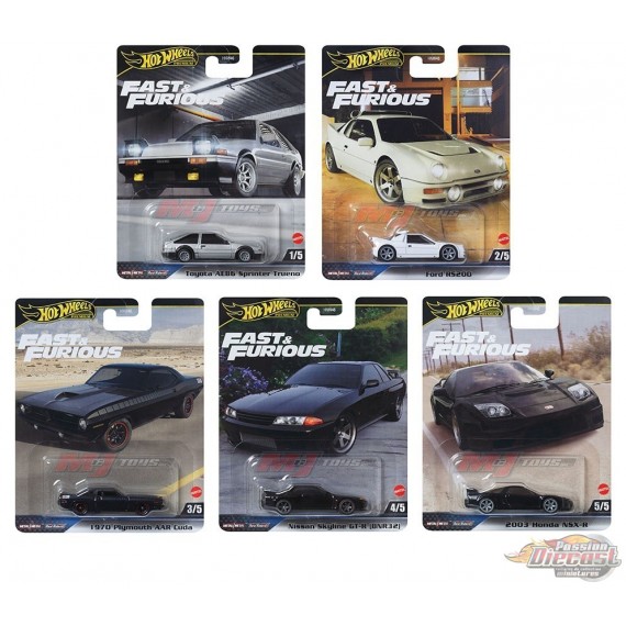 Hot Wheels - Car Culture - 1:64 - Fast & Furious Premium 2024 - Assortiment E Ensemble De 5 Voitures - HNW46-956E