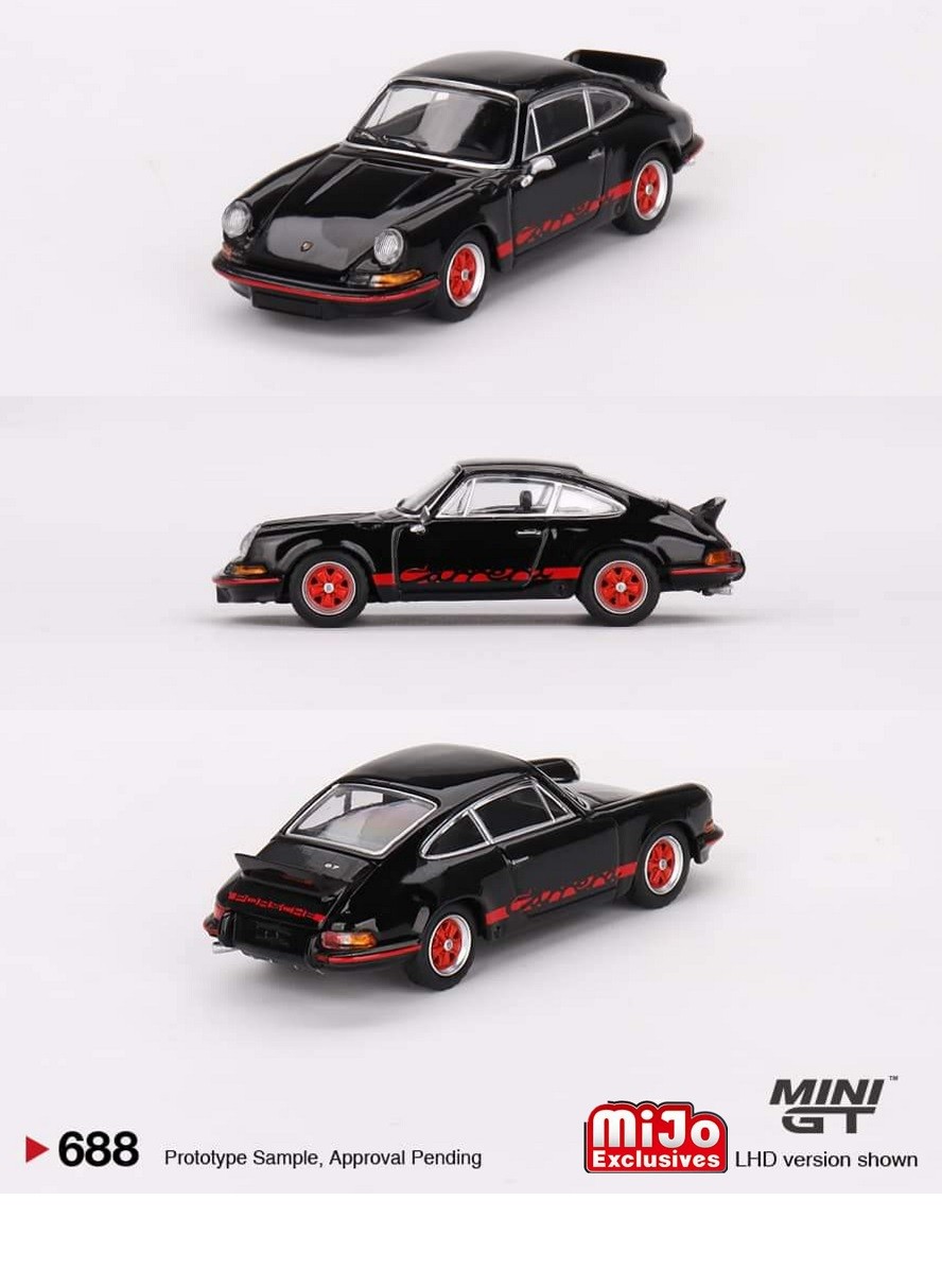 Porsche 911 Carrera RS 2.7 Black With Red Livery - Mini GT - 1:64 -  MGT00688 Passion Diecast
