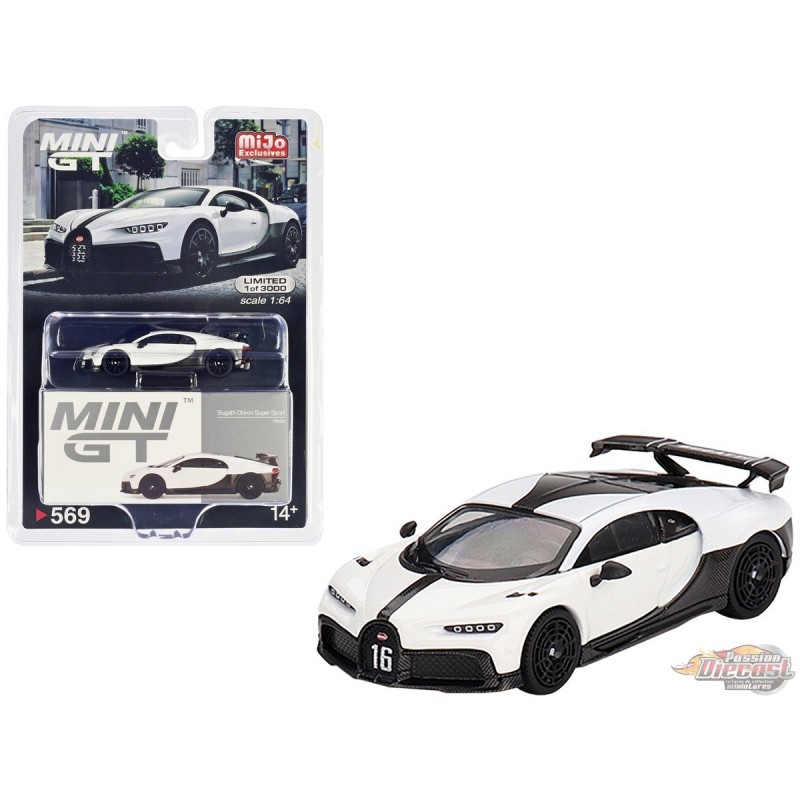 Mini GT 1:64 #569 Bugatti Chiron Pur Sport – White – Mijo Exclusives  (Preorder)