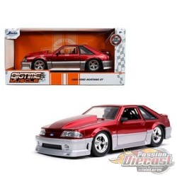 1989 Ford Mustang GT Fox Body Red and Silver "Bigtime Muscle" - Jada 1/24  32666 - MJ