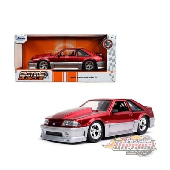 1989 Ford Mustang GT Fox Body Red and Silver "Bigtime Muscle" - Jada 1/24  32666 - MJ