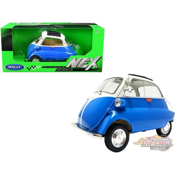 BMW Isetta Blue & Cream  - Welly 1/18 - 24096 BL  - Passion Diecast 