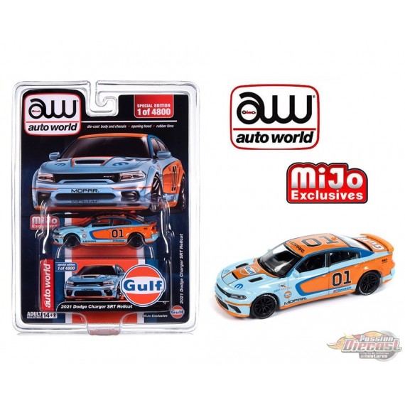 2021 Dodge Charger SRT Hellcat Custom GULF Livery Limited 4,800 - Mijo Exclusives - Auto World - 1/64 - CP8084