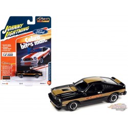 1978 Ford Mustang Cobra II in Gloss Black with Gold Stripes - Johnny Lightning 1/64 - JLSP321 A Passion Diecast