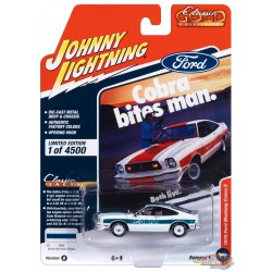 1978 Ford Mustang Cobra II in Gloss White with Blue Stripes - Johnny Lightning 1/64 - JLSP321 B Passion Diecast