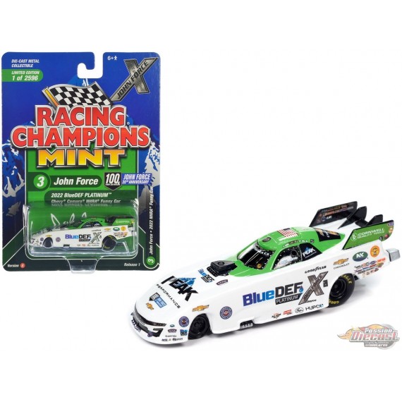 2021 John "Brute" Force Blue Def Chevrolet Funny Car en vert et blanc - Racing Champions - 1/64 - RC016 F