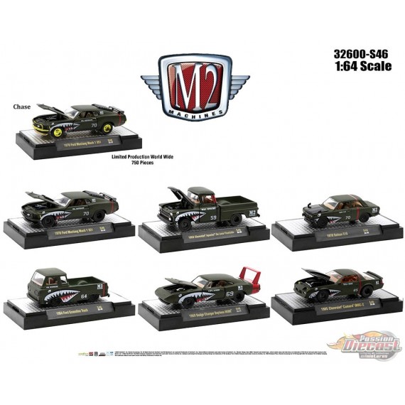Auto-Thentics Shark Mouth Collection Release S46 - Assortiment de 6 - M2 Machines 1:64 - 32600-S46 - Passion Diecast 