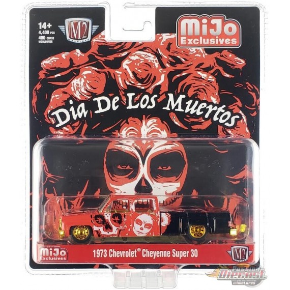 (CHASE) 1973 Chevrolet Cheyenne Super 30 - Dia De Los Muertos 2023 - Mijo Exclusives - M2 Machine - 1:64 - 39000-MJSGR01GR