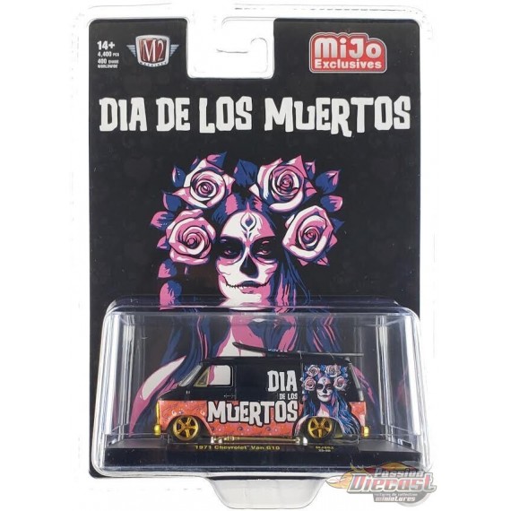 (CHASE) 1971 Chevrolet Van With Surf Board - Dia De Los Muertos 2023 - Mijo Exclusives - M2 Machine - 1:64 - 31500-MJS62GR