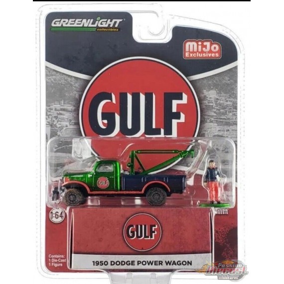 (Green Machine)1950 Dodge Power Wagon Dépanneuse Gulf Oil figurine limitée 3 600 - Exclusivités Mijo - 1/64 Greenlight - 51543GR