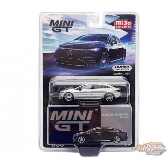 (CHASE) Mercedes-Benz EQS 580 4MATIC Bleu Nautique Métallisé - Mini GT - 1:64 - MGT00559GR Passion Diecast