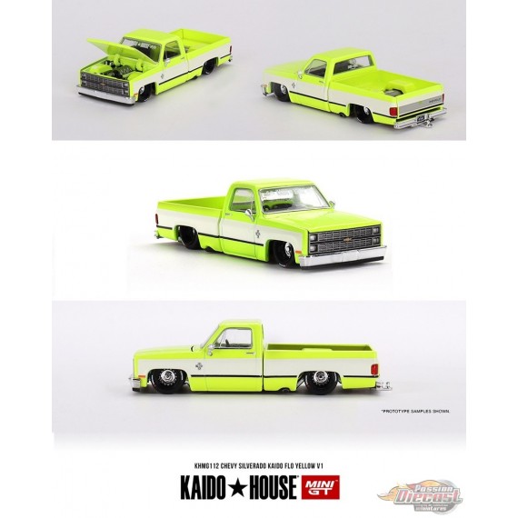 Kaido★House - Chevrolet Silverado KAIDO Flo V1 - Yellow Chrome - Mini GT - Mijo Exclusives - 1/64 - KHMG112