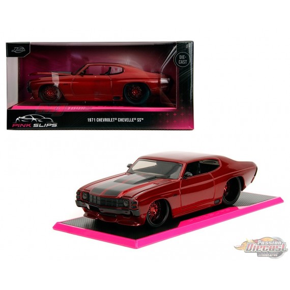 Jada Toys 1:24 - Chevrolet Chevelle SS 1971 (Nero/Blu) - Serie Pink Slips, Nuovo In Scatola