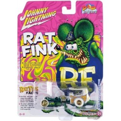 (CHASE) RAT FINK - Dragster in Green and Fuscia Metal Flake - Johnny Lightning - 1/64 - JLSP345GR