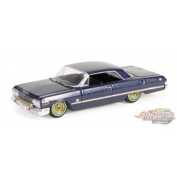 1963 Chevrolet Impala in Dark Blue and Gold - California Lowriders Series 5 - 1/64 Greenlight - 63060 C