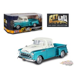 1955 Chevrolet Stepside Lowrider - bicolore turquoise/blanc - Get Low - Motormax 1-24 - 79032 TQ