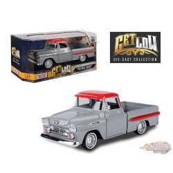 1958 Chevrolet Apache Fleetside Pick Up Lowrider avec top rouge & gris - Get Low - Motormax 1-24 - 79033 GRY