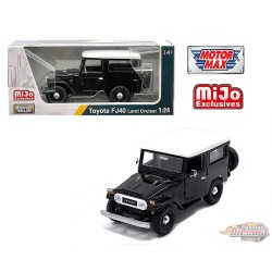 Toyota FJ40 Land Cruiser - Noir avec dessus blanc - Collection Platinum - Mijo Exclusives - Motormax 1-24 - 79323 BK