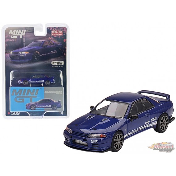 Nissan Skyline GT-R Top Secret VR32 - Blue Metallic - RHD  - Mini GT - 1:64 - MGT00589 Passion Diecast