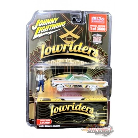 (CHASE CAR) Lowriders 1961 Chevrolet Impala & figurine American Diorama - Johnny Lightning 1/64 - JLCP7456GR