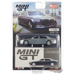 (CHASE CAR) Mercedes-Maybach S680 Cirrus Silver / Nautical Blue Metallic - Mini GT - 1:64 - MGT00516GR