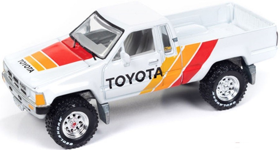 1985 Toyota SR5 Pickup Gloss White / Graphic - Johnny Lightning 1/64 -  JLSP367 Passion Diecast