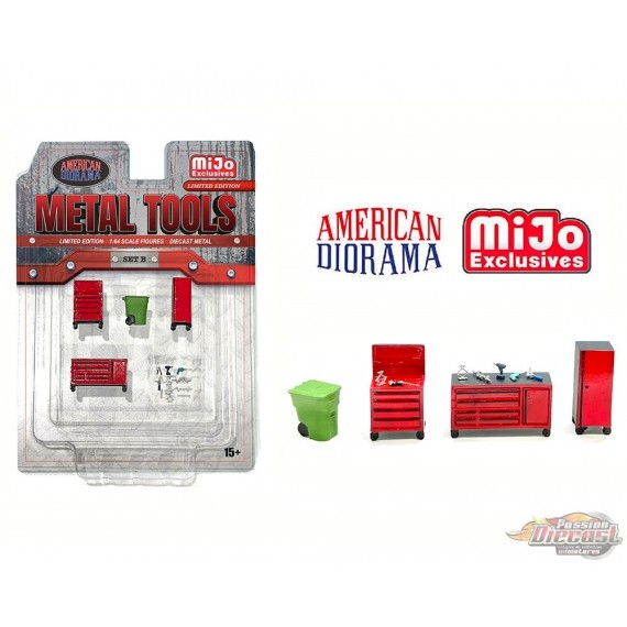 Metal Tools Set B - Ensemble 5 pièces en métal - American Diorama 1/64 - AD-2411 Passion Diecast