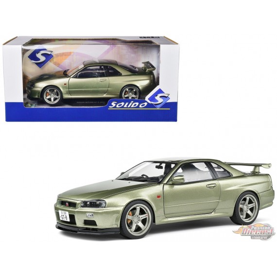 NISSAN GT-R (R34) - GREEN METALLIC - 1999 - Solido - 1/18 - S1804308 -  Passion Diecast