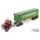 Western Star 4700 Day Cab Red with Yellow Skeletal Trailer and 40' EverGreen Shipping Container - Diecast Master - 1/50 - 71049