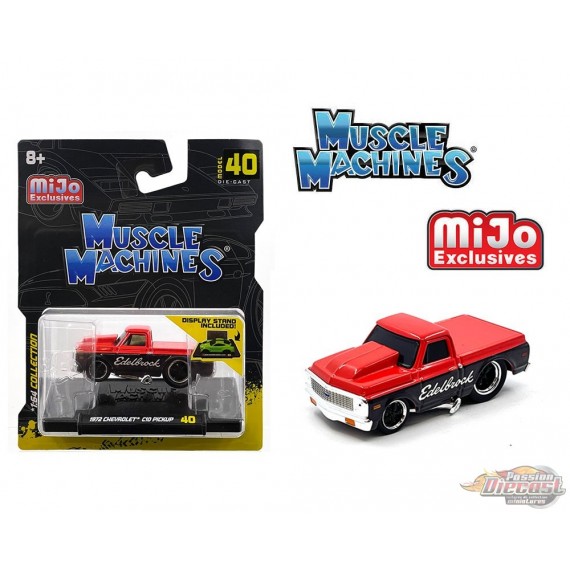 1972 Chevrolet C10 Pickup Edelbrock - Rouge et Noir - Mijo Exclusives - Maisto - Muscle Machines 1/64 - 15567RD