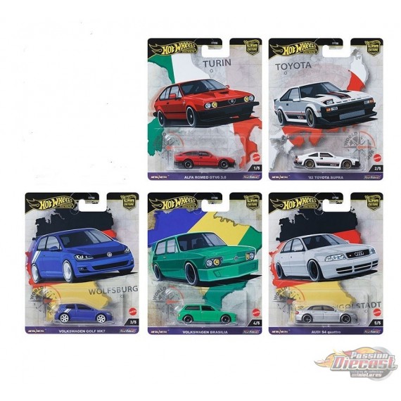 Hot Wheels - Car Culture - 1:64 - 2024 HW World Tour - Release A - Set Of 5 Cars - FPY86-957G -  Passion Diecast