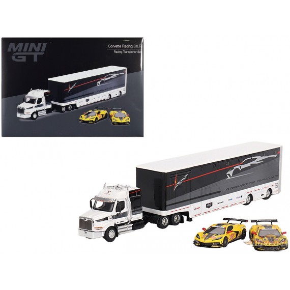 Gagnant voiture de course Chevrolet Corvette C8R n°3 - n°33 avec Western Star Transporteur - MINI GT 1/64 - MGTS0009