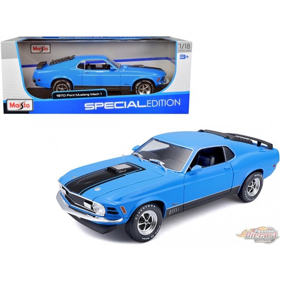 1970 Ford Mustang Mach 1 (Bleu) - Maisto - 1/18 - 31453 BL - Passion Diecast 