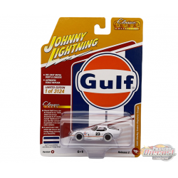 CHASE CAR 1965 Shelby Daytona Gulf en bleu clair Gulf avec bandes orange - Johnny Lightning - 1/64 - JLSP356 AGR Passion Diecast