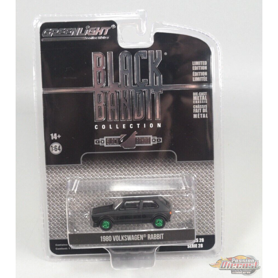 GreenMachine Black Bandit Racing - 1980 Volkswagen Rabbit Widebody - Black Bandit Series 28 - 1/64 Greenlight - 28130 CGR