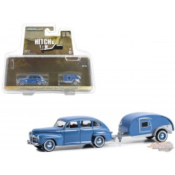 1942 Ford Fordor Super Deluxe avec remorque Tear Drop - Hitch & Tow Series 30 - 1/64 Greenlight - 32300 A