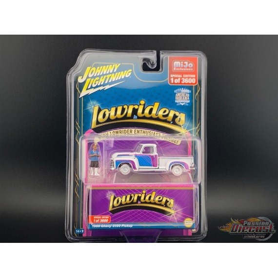 CHASE CAR Lowriders 1950 Chevy 3100 Pickup avec figurine American Diorama limitée à 3 600 - Johnny Lightning 1/64 - JLCP7457GR