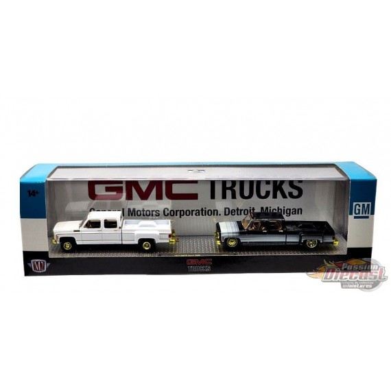 CHASE CAR Ensemble de 2 voitures GMC Sierra 3500 1973 et camion GMC 1976 - M2 Machine - 1:64 - 36000-HS03GR