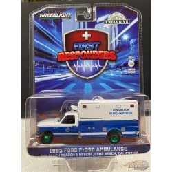 (Green Machine) sauvetage de Long Beach, Californie - Ambulance Ford F-350 1993 - Hobby Exclusive - 1/64 Greenlight - 67062GR