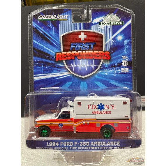 (Green Machine) service d'incendie officiel de ville de New York - 1994 Ford F-350 - Hobby Exclusive - 1/64 Greenlight - 67063GR