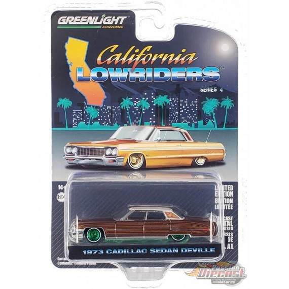 (Green Machine) 1973 Cadillac Sedan deVille - California Lowriders Series 4 - 1/64 Greenlight - 63050 EGR