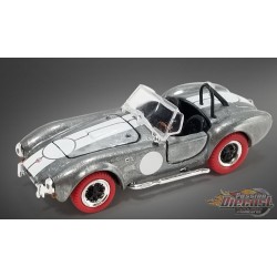 1965 SHELBY COBRA 427 S/C - RAW METAL W/ RED TIRES - Shelby Collectibles 1/64 -SC-705-M - Passion Diecast 