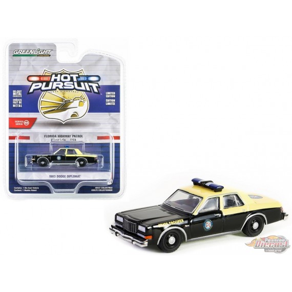 Florida Highway Patrol State Trooper - 1983 Dodge Diplomat - Hot Pursuit Series 45 - 1/64 Greenlight - 43030 B