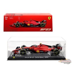 F1 Ferrari SF-23 No.55 Carlos Sainz avec vitrine - Bburago 1/24 - 18-26808 CS