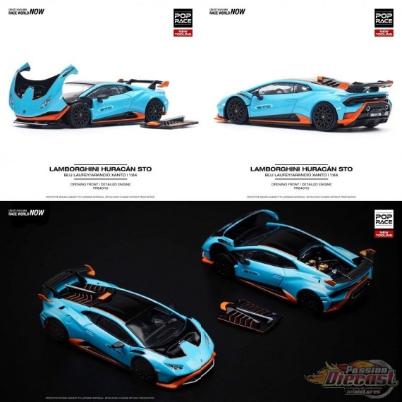 LAMBORGHINI HURACÁN STO BLU LAUFEY/ARANCIO XANTO - Pop Race 1:64 - PR640110 -  Passion Diecast 